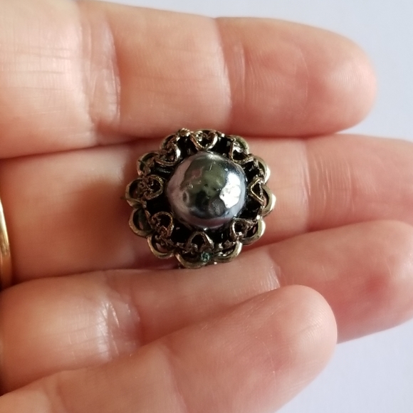 Vintage Miriam Haskell SINGLE earring grey baroque pearl silver tone - Picture 9 of 12